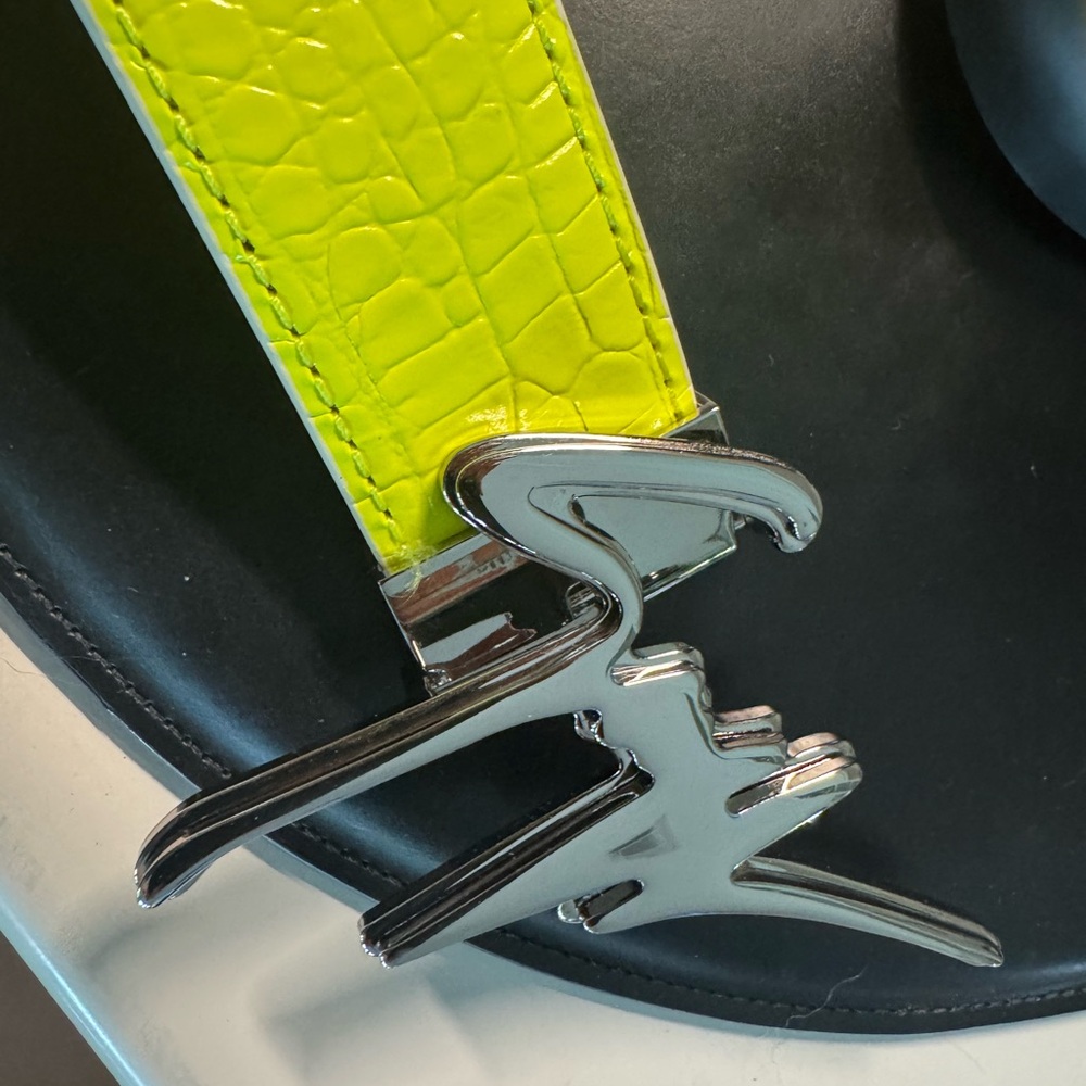 Giuseppe Zanotti Yellow Leather Strap Silver Buckle Authentic.